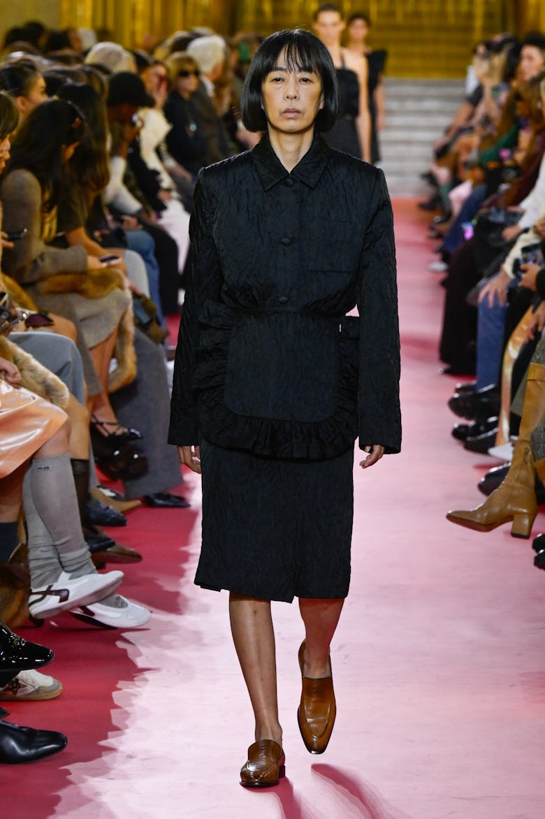 Model on the runway on the runway at the Miu Miu fashion show as part of Spring/Summer 2026 Paris Fa...