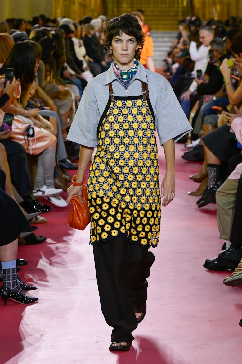 A model walks the runway during the Miu Miu Womenswear Spring/Summer 2026 show as part of Paris Fash...