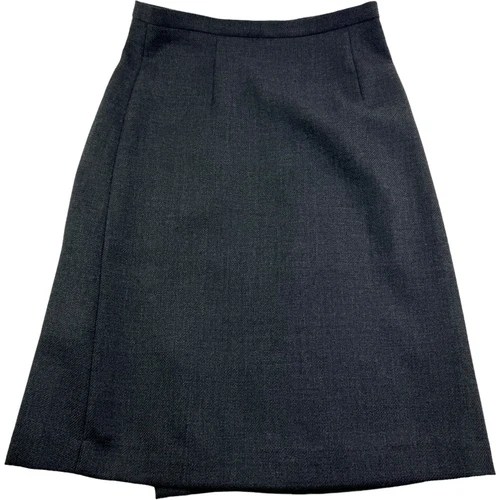 Maison Margiela Gray Wool Midi Skirt Flat Front Silk Lining Size 29W Elegant - Picture 1 of 6
