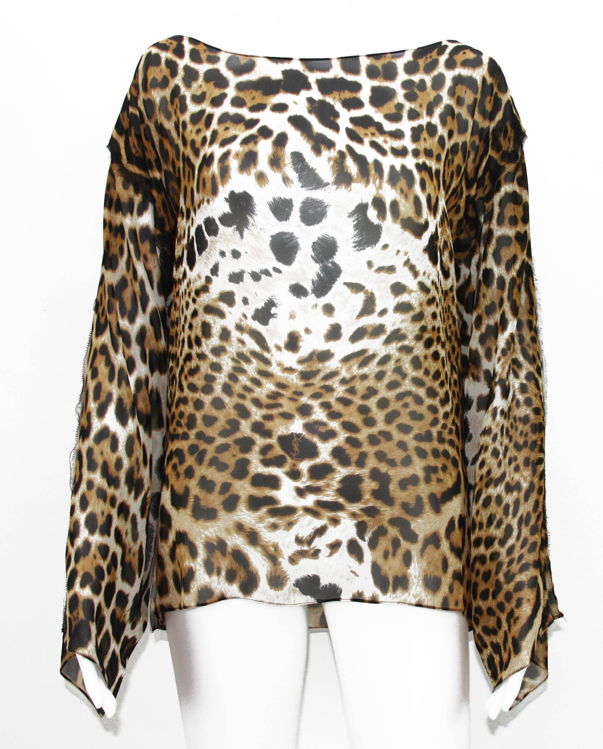 Brown Tom Ford for Yves Saint Laurent S/S 2002 Safari Collection Silk Blouse Fr. 38- 6 For Sale